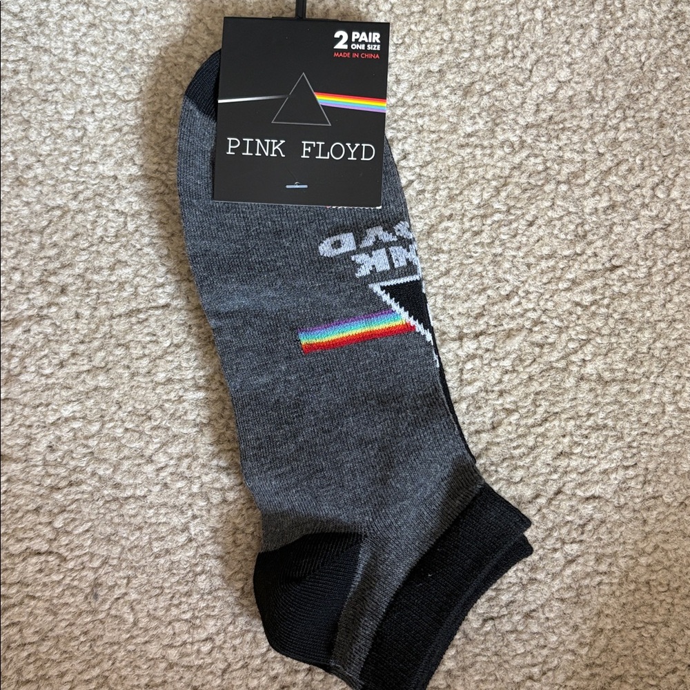 Pink Floyd Gray and Black Socks with Rainbow Accent 2 pr. NWT